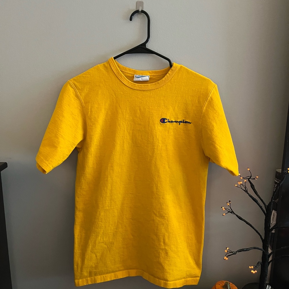 Yellow champion tee shirt